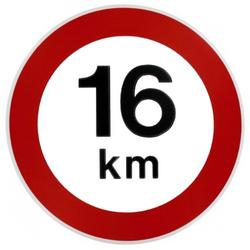Snelheidsbord - Maximum snelheid 16 km per uur